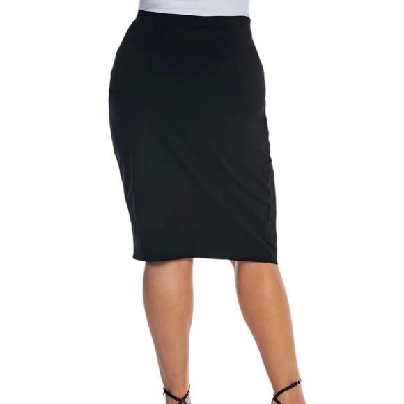 24seven Women’s Elastic Waist Knee Length Skirt Black Size 2X - Picture 2 of 3